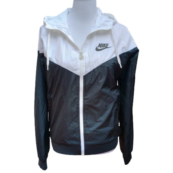 nike rain jacket black and white